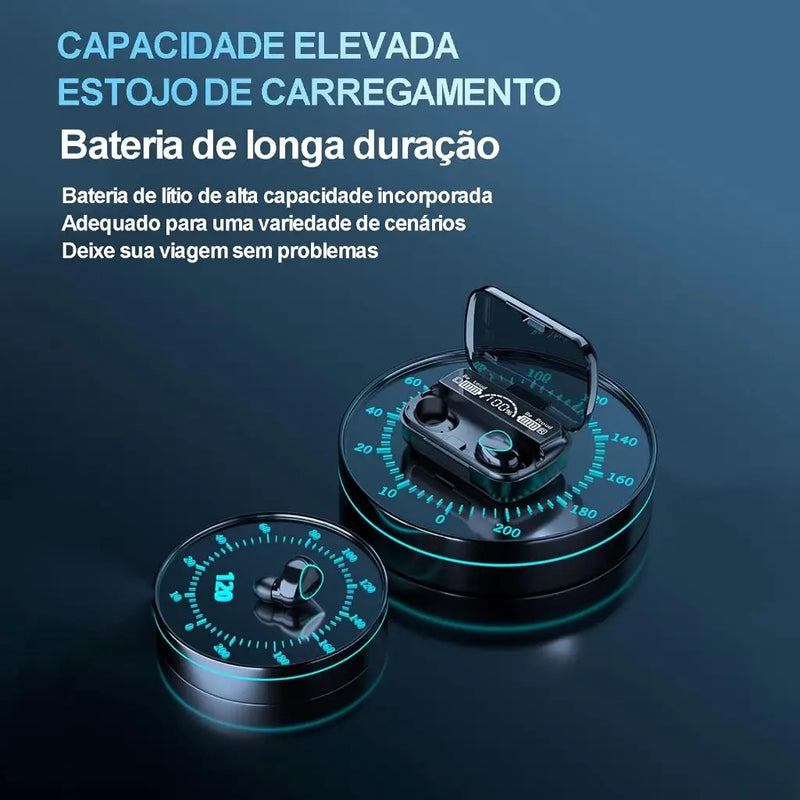 Fone de Ouvido Bluetooth 5.1 M10 – TWS Estéreo Sem Fio com Case Carregador, Conexão Rápida e Som Imersivo