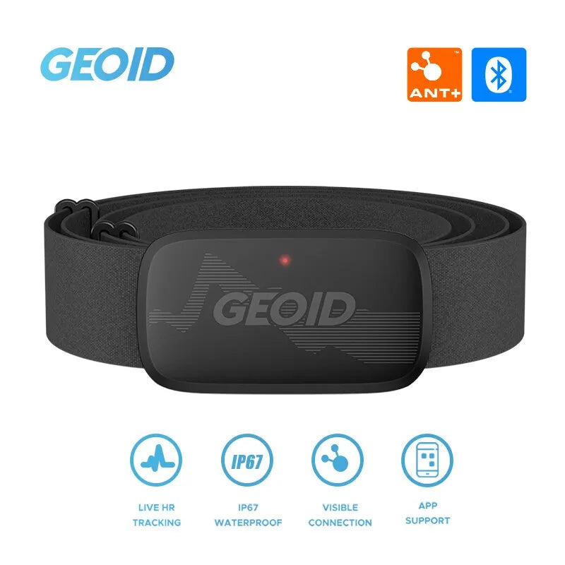 GEOID HS500 Monitor de frequência cardíaca, Equipamento, ANT Bluetooth, Sensor de frequência cardíaca com faixa torácica, Rastreamento de luz LED