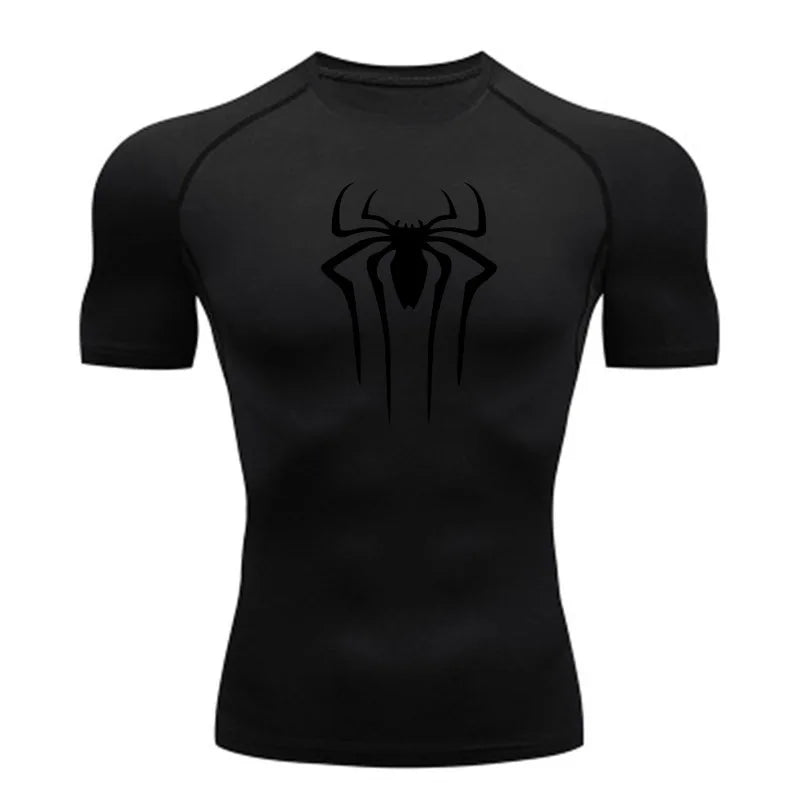 Camisa de Compressão Masculina [HOMEM-ARANHA]– Fitness, Academia, Super-Herói, Esporte, Corrida, Rashguard, Secagem Rápida, Manga Curta