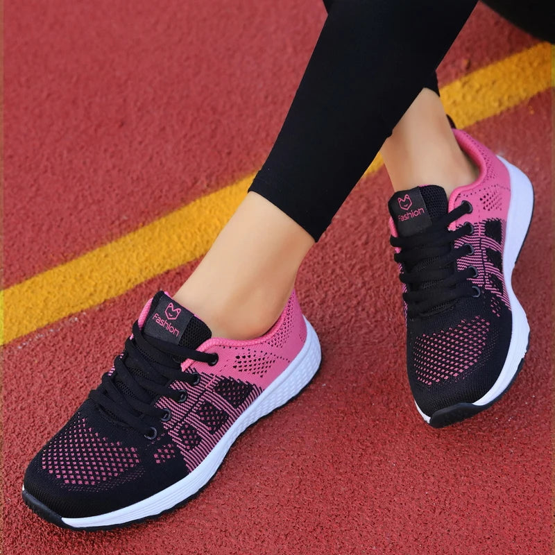 Tênis Casuais Femininos – Respiráveis, com Cadarço e Solado Plataforma, Ideais para Caminhada e Estilo Diário