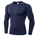 Camiseta de Compressão Masculina – Manga Longa, Secagem Rápida e Respirável, Ideal para Treino, Corrida e Academia