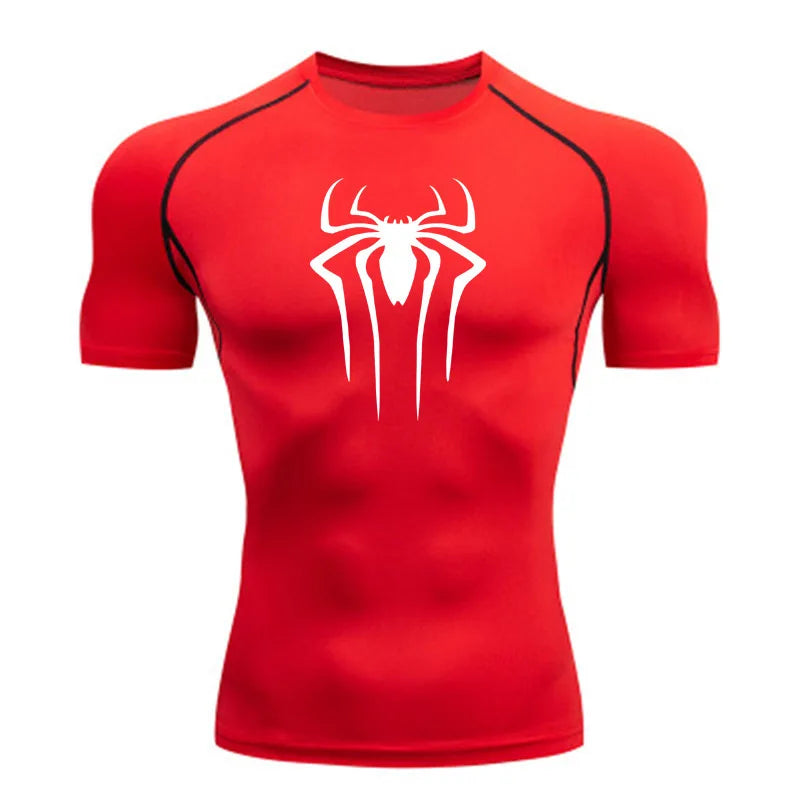 Camisa de Compressão Masculina [HOMEM-ARANHA]– Fitness, Academia, Super-Herói, Esporte, Corrida, Rashguard, Secagem Rápida, Manga Curta