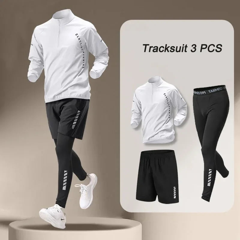Conjunto Esportivo Masculino 2025 – Jaqueta e Calças de Secagem Rápida, Ideal para Corrida, Treino e Atividades ao Ar Livre