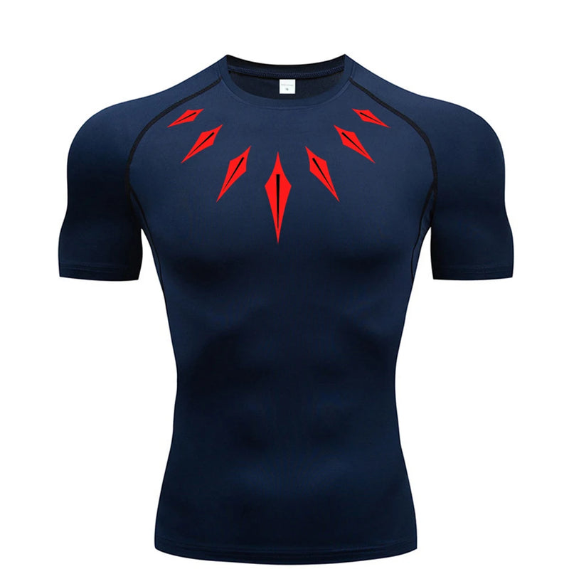 Camiseta de Compressão Masculina [PANTERA NEGRA] – Fitness, Esportiva, Justa, Secagem Rápida, Ideal para Academia, Corrida e Treino