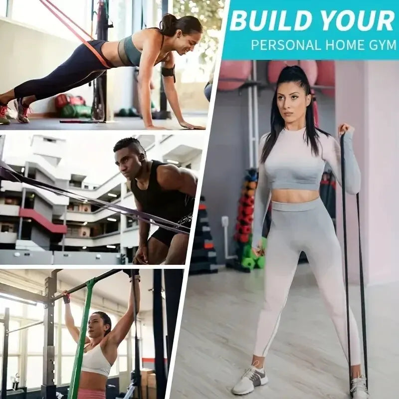 Conjunto de 1/5 Faixas Elásticas de TPE para Treinamento de Força, Yoga, Fitness e Esportes Multifuncionais.