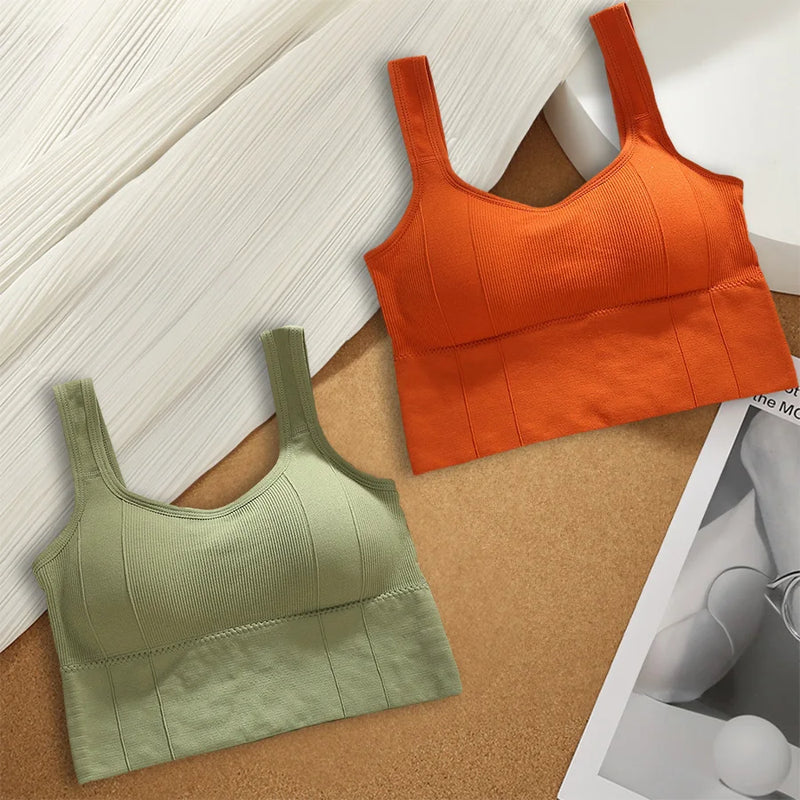 Top Esportivo Feminino Sem Costura – Conforto e Suporte, Anti-Suor, Push-Up, Ideal para Treino e Academia, Opções de Kit com 1/2/4 Peças