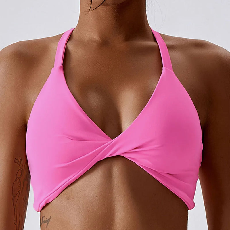 Sutiã Esportivo Feminino ANFILIA – Suporte Elevado, Gola Alta, Alças Cruzadas, Acolchoamento Removível, Conforto e Estilo para Treino e Corrida