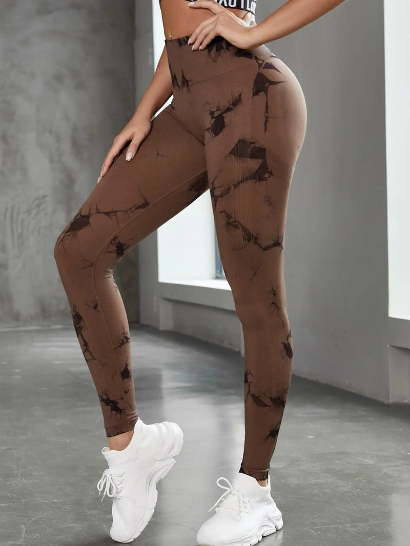 Leggings Femininas Cintura Alta – Push Up, Tie-Dye, Sem Costura, Fitness, Treino, Ioga, Corrida, Moda Esportiva
