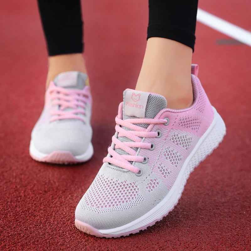 Tênis Casuais Femininos – Respiráveis, com Cadarço e Solado Plataforma, Ideais para Caminhada e Estilo Diário