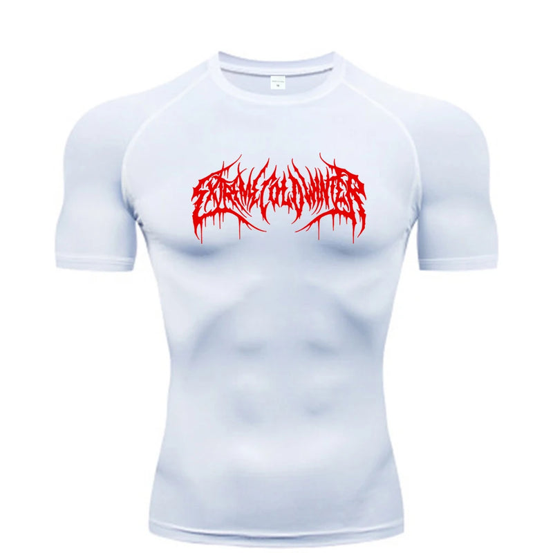 Camiseta Masculina de Compressão – Manga Curta, Secagem Rápida e Respirável, Ideal para Academia, Corrida e Treino, Tamanhos S-3XL