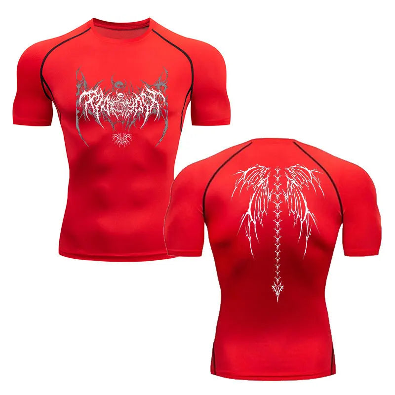 Camisa de Compressão Masculina Y2K – Fitness, Academia, Esqueleto, Esporte, Corrida, Rashguard, Secagem Rápida, Manga Curta