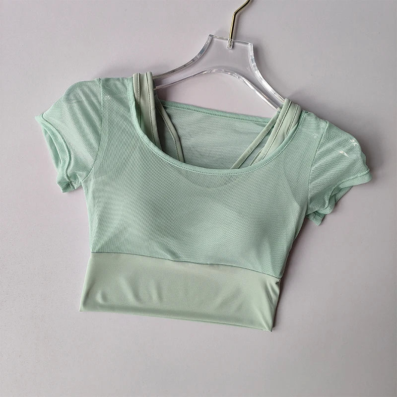 Top Feminino de Treino – Top com Almofada no Peito, Secagem Rápida, Alta Qualidade e Conforto para Yoga e Fitness