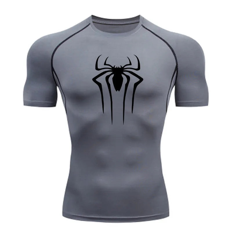 Camisa de Compressão Masculina [HOMEM-ARANHA]– Fitness, Academia, Super-Herói, Esporte, Corrida, Rashguard, Secagem Rápida, Manga Curta