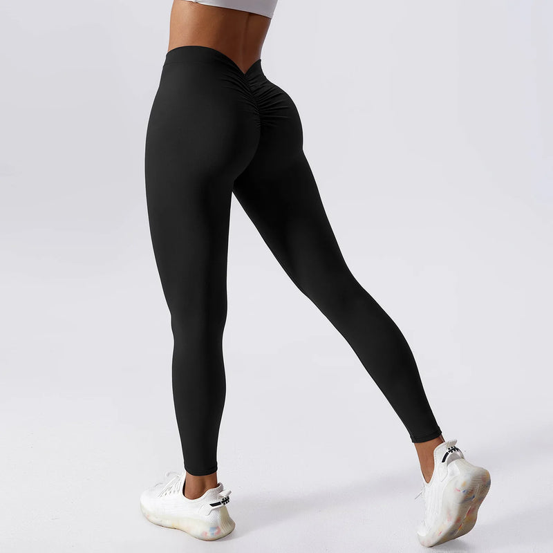 Leggings de Ioga – Cintura Alta, Levantamento de Quadril, Push Up, Fitness, Esportivas, Pêssego, Exercícios