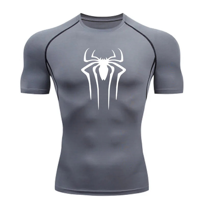 Camisa de Compressão Masculina [HOMEM-ARANHA]– Fitness, Academia, Super-Herói, Esporte, Corrida, Rashguard, Secagem Rápida, Manga Curta