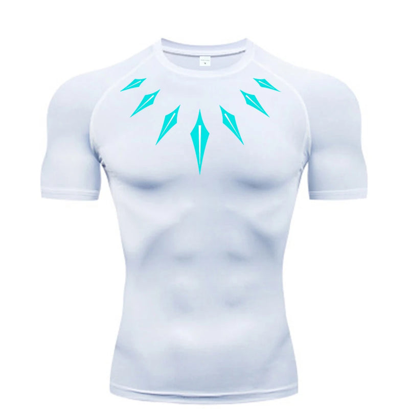 Camiseta de Compressão Masculina [PANTERA NEGRA] – Fitness, Esportiva, Justa, Secagem Rápida, Ideal para Academia, Corrida e Treino