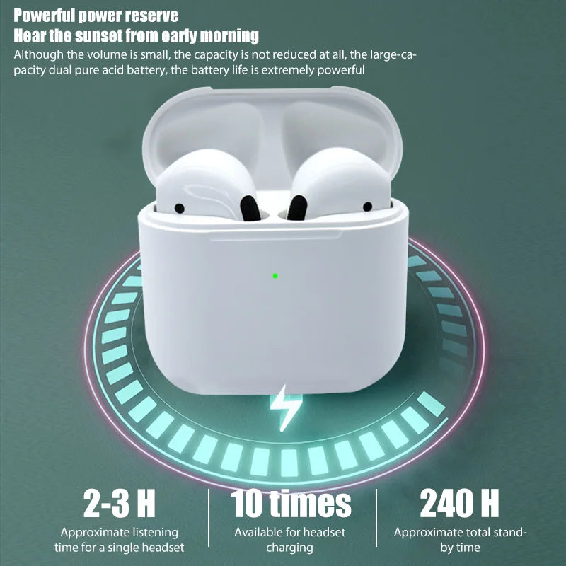 Fones de ouvido sem fio Pro 4 TWS Fone de ouvido único Bluetooth-compatível 5.0 Fone de ouvido à prova d'água com microfone para Xiaomi iPhone Pro4 Fone de ouvido