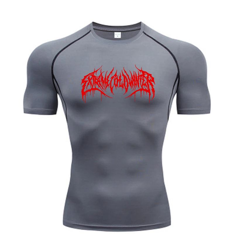 Camiseta Masculina de Compressão – Manga Curta, Secagem Rápida e Respirável, Ideal para Academia, Corrida e Treino, Tamanhos S-3XL
