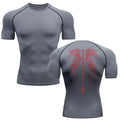Camisa de Compressão Masculina Y2K – Fitness, Academia, Esqueleto, Esporte, Corrida, Rashguard, Secagem Rápida, Manga Curta