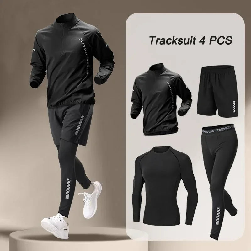Conjunto Esportivo Masculino 2025 – Jaqueta e Calças de Secagem Rápida, Ideal para Corrida, Treino e Atividades ao Ar Livre