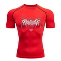 Camisa de Compressão Masculina Y2K – Fitness, Academia, Esqueleto, Esporte, Corrida, Rashguard, Secagem Rápida, Manga Curta