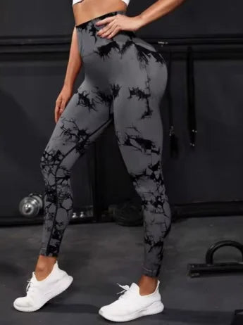 Leggings Femininas Cintura Alta – Push Up, Tie-Dye, Sem Costura, Fitness, Treino, Ioga, Corrida, Moda Esportiva