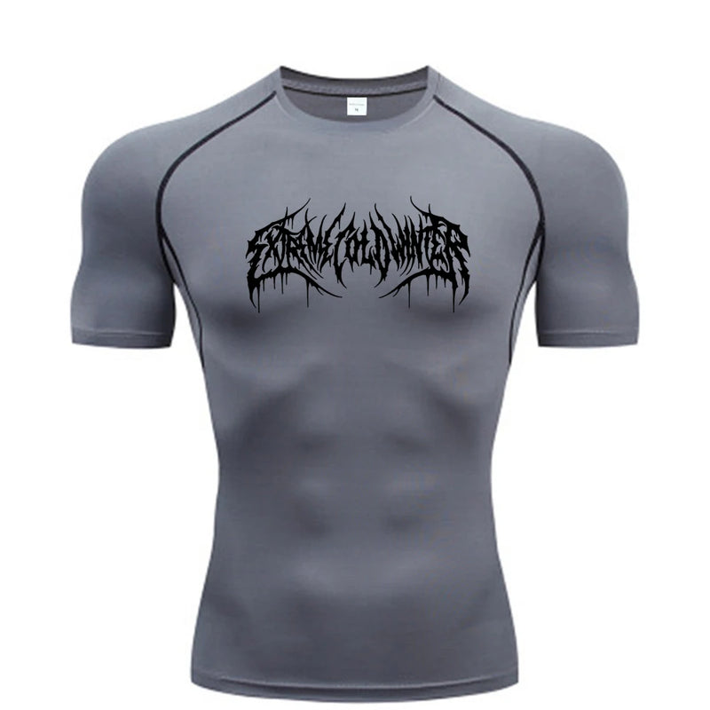 Camiseta Masculina de Compressão – Manga Curta, Secagem Rápida e Respirável, Ideal para Academia, Corrida e Treino, Tamanhos S-3XL