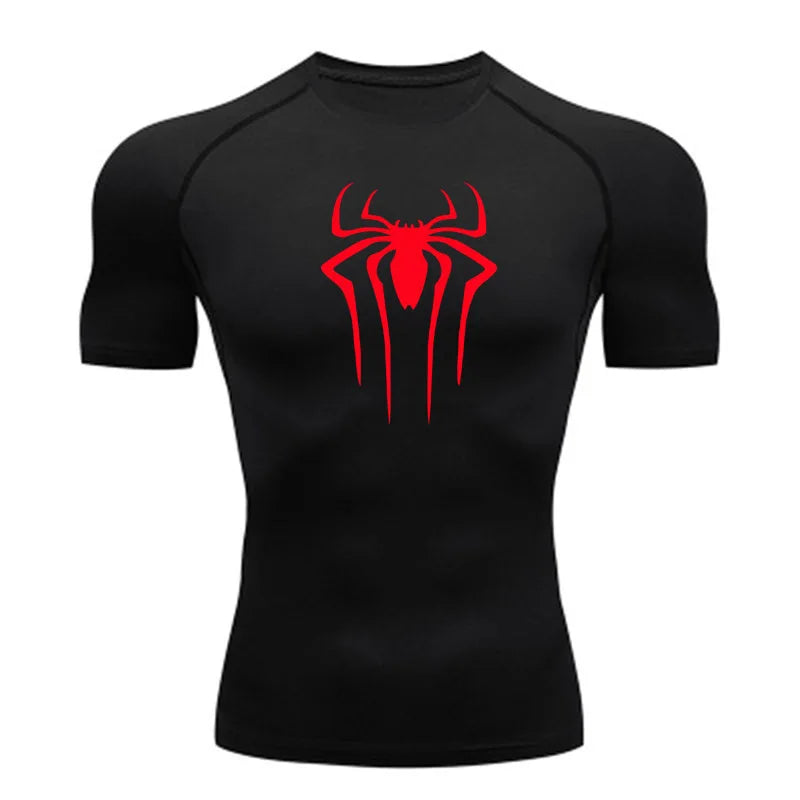 Camisa de Compressão Masculina [HOMEM-ARANHA]– Fitness, Academia, Super-Herói, Esporte, Corrida, Rashguard, Secagem Rápida, Manga Curta