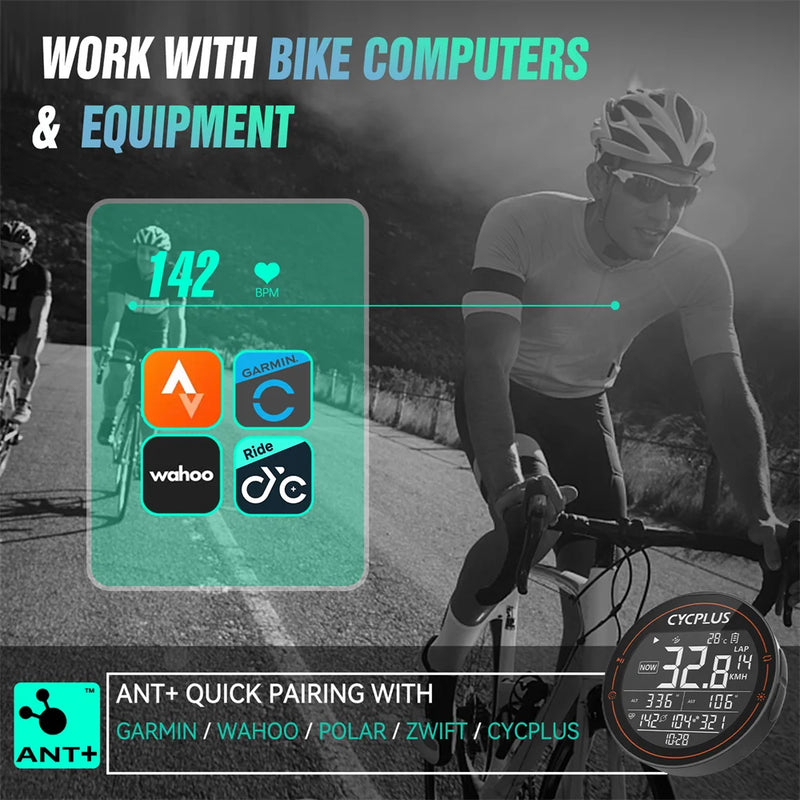 CYCPLUS Sensor de frequência cardíaca, Braçadeira Cinto, Bluetooth, ANT+