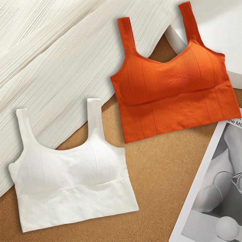 Top Esportivo Feminino Sem Costura – Conforto e Suporte, Anti-Suor, Push-Up, Ideal para Treino e Academia, Opções de Kit com 1/2/4 Peças