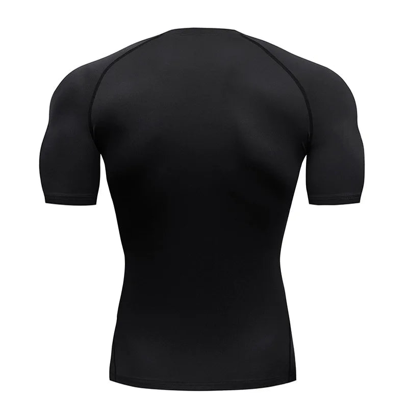 Camiseta Masculina de Compressão – Manga Curta, Secagem Rápida e Respirável, Ideal para Academia, Corrida e Treino, Tamanhos S-3XL