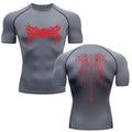 Camisa de Compressão Masculina Y2K – Fitness, Academia, Esqueleto, Esporte, Corrida, Rashguard, Secagem Rápida, Manga Curta