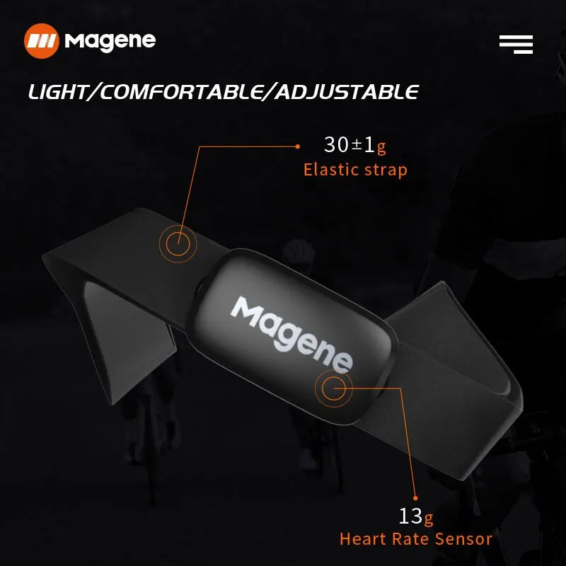 Magene H64 Monitor de frequência cardíaca, Sensor de modo duplo, ANT Bluetooth, Cinta peitoral