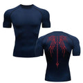Camisa de Compressão Masculina Y2K – Fitness, Academia, Esqueleto, Esporte, Corrida, Rashguard, Secagem Rápida, Manga Curta