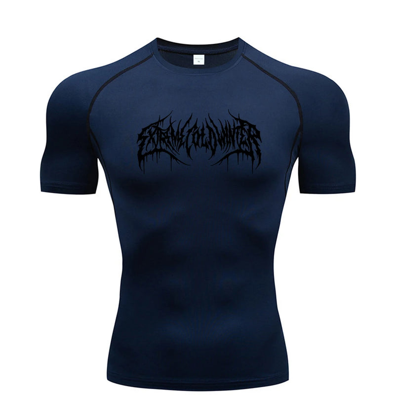 Camiseta Masculina de Compressão – Manga Curta, Secagem Rápida e Respirável, Ideal para Academia, Corrida e Treino, Tamanhos S-3XL