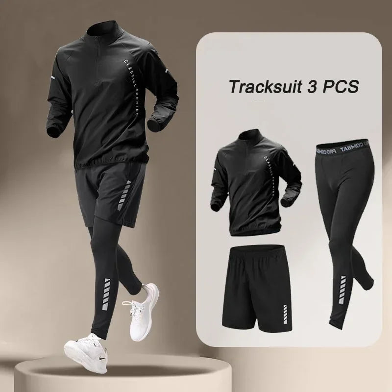 Conjunto Esportivo Masculino 2025 – Jaqueta e Calças de Secagem Rápida, Ideal para Corrida, Treino e Atividades ao Ar Livre