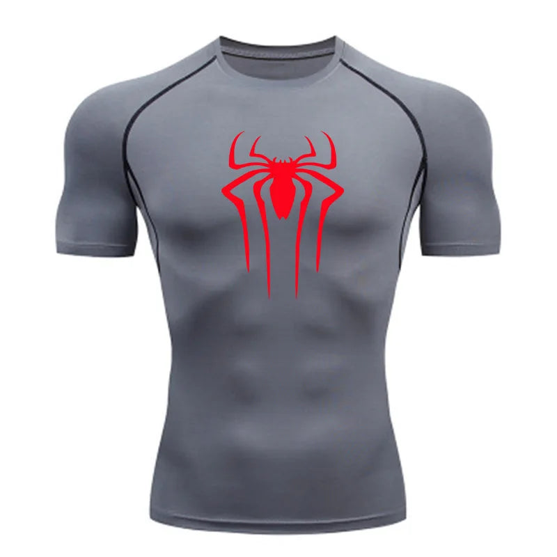 Camisa de Compressão Masculina [HOMEM-ARANHA]– Fitness, Academia, Super-Herói, Esporte, Corrida, Rashguard, Secagem Rápida, Manga Curta