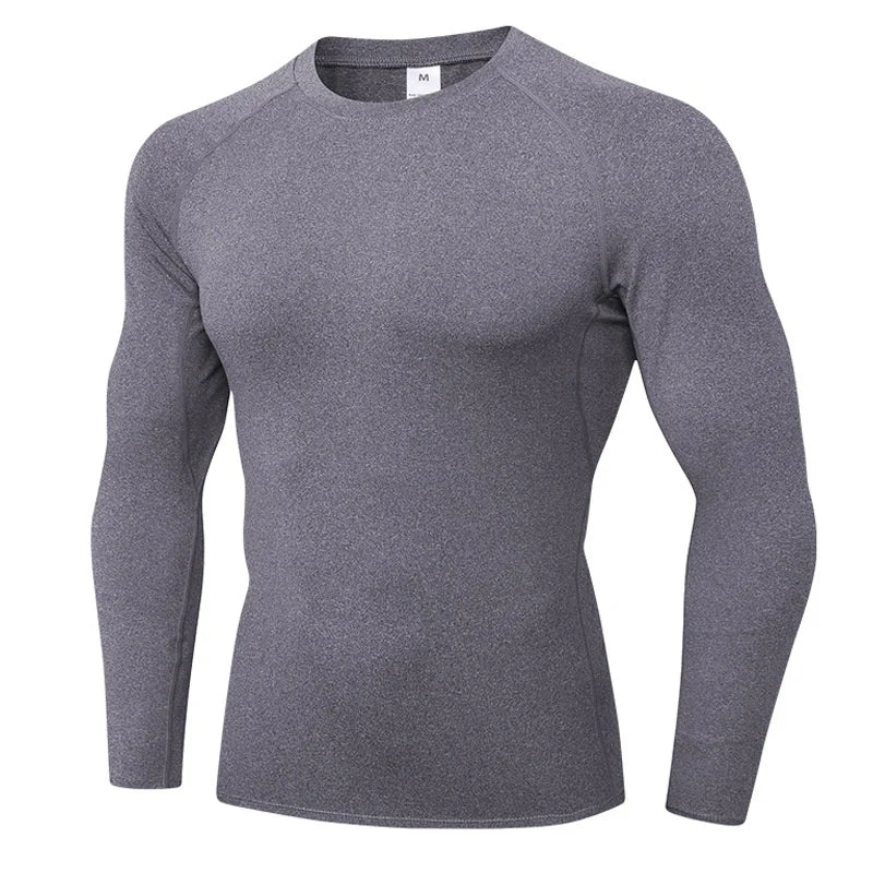 Camiseta de Compressão Masculina – Manga Longa, Secagem Rápida e Respirável, Ideal para Treino, Corrida e Academia
