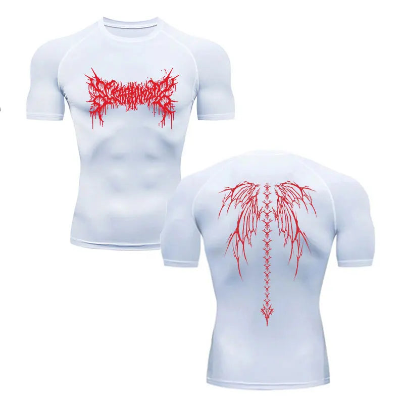 Camisa de Compressão Masculina Y2K – Fitness, Academia, Esqueleto, Esporte, Corrida, Rashguard, Secagem Rápida, Manga Curta
