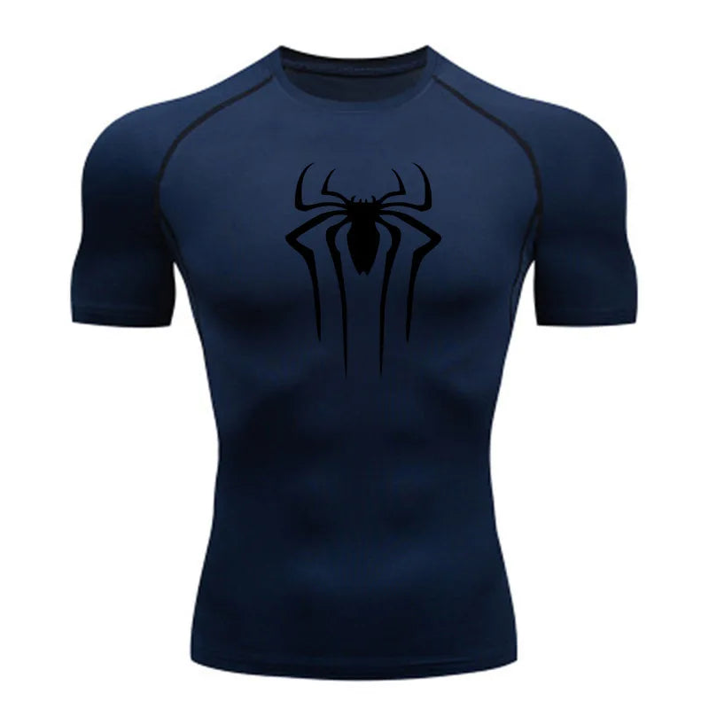 Camisa de Compressão Masculina [HOMEM-ARANHA]– Fitness, Academia, Super-Herói, Esporte, Corrida, Rashguard, Secagem Rápida, Manga Curta