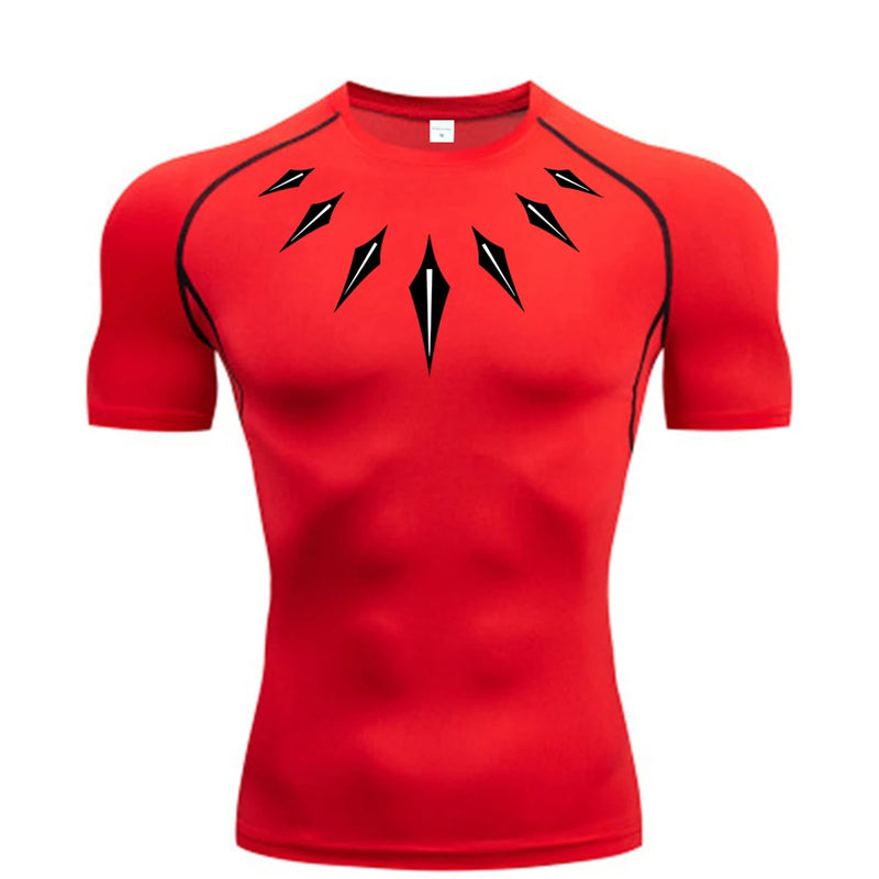 Camiseta de Compressão Masculina [PANTERA NEGRA] – Fitness, Esportiva, Justa, Secagem Rápida, Ideal para Academia, Corrida e Treino