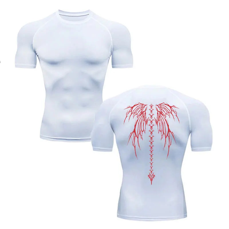 Camisa de Compressão Masculina Y2K – Fitness, Academia, Esqueleto, Esporte, Corrida, Rashguard, Secagem Rápida, Manga Curta