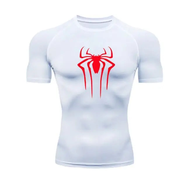 Camisa de Compressão Masculina [HOMEM-ARANHA]– Fitness, Academia, Super-Herói, Esporte, Corrida, Rashguard, Secagem Rápida, Manga Curta