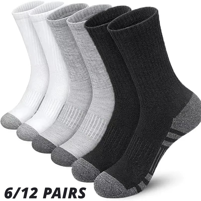 6/12 Pares de Meias Masculinas – Confortáveis, Macias e Antiderrapantes, Ideais para Academia, Futebol e Atividades ao Ar Livre