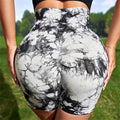 Shorts Femininos Cintura Alta – Levantamento de Bumbum, Sem Costura, Tie Dye, Moda Fitness, Academia, Treino, Corrida